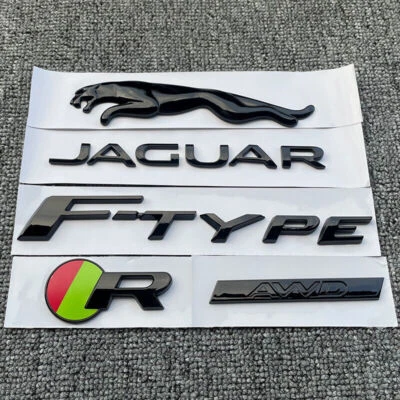 Glossy Black F-TYPE Badge Rear Trunk Emblem Sticker Fits Jaguar R AWD Decal - Image 1 of 4