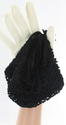 Antico Lutto Vittoriano Pizzo Uncinetto Danza Chatelaine Borsa Nero Mano Ba - Immagine 1 di 4