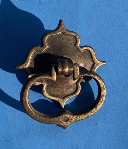 antique brass Colonial Arts & Crafts Cabinet Knob Drop Ring Drawer Pull Cover