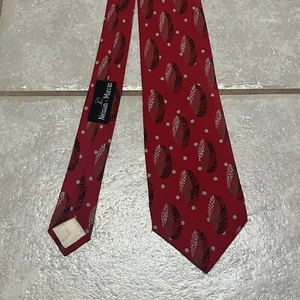Vintage Gianni Versace Neiman Marcus 100% Silk Neck Tie Red Monogram - Picture 1 of 7