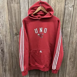 Vintage Nebraska Omaha UNO Mavericks Adidas Hoodie Sweatshirt Red Mens Large - Picture 1 of 12