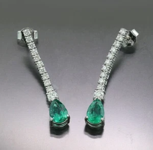 Pendientes Esmeralda Brillante 2,92 ct Oro Blanco 750 Calidad Superior Valor 10.920€ Nuevo - Imagen 1 de 5