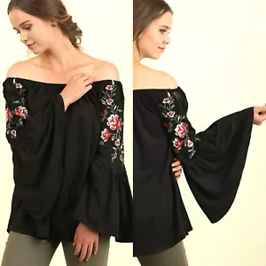 Top Umgee taglia S L rosa ricamato nero gotico fata capricciosa rilassato donna - Foto 1 di 5