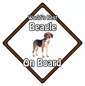 Dog On Board Car Sign - World's Best Beagle On Board - Picture 1 of 5