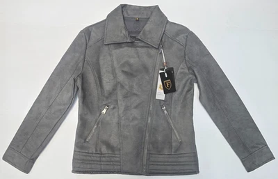 F Collections Women's Collection Vegan Leather Jacket Medium Style W2802 Gray - Image 1 of 4