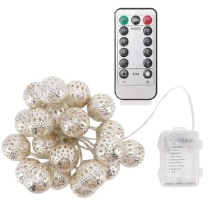 Holiday Garden Decoration 8-function 2-meter 20-lamp Metal Moroccan Ball LED Lig - Picture 1 of 24