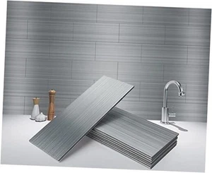 4" x 12" Peel and Stick Stainless Steel Metal Backsplashes for Kitchen 30 - Picture 1 of 7