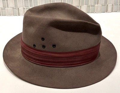 Barcelona Men’s Brown Fedora Hat, Scott Custom Built, Vintage Gifts For Him - Image 1 of 4