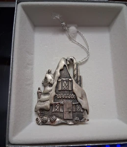 VINTAGE Wallace Silberschmiede Zinn Lebkuchenhaus Weihnachtsschmuck - Bild 1 von 1