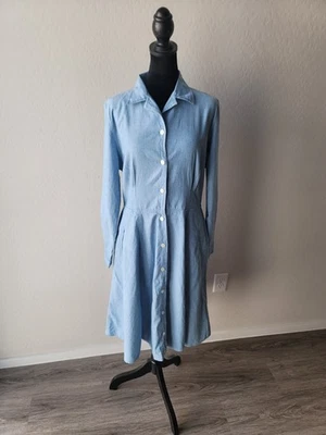 Vestido vintage Laura Ashley 100 % algodón con botones para mujer ropa azul claro -M Foto 1 de 4