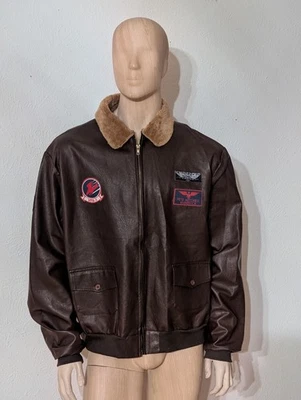 Chaqueta Top Gun Maverick Para Hombres 2XL Bombardero Vuelo Aviador Imitación Cuero Con Parches Foto 1 de 4