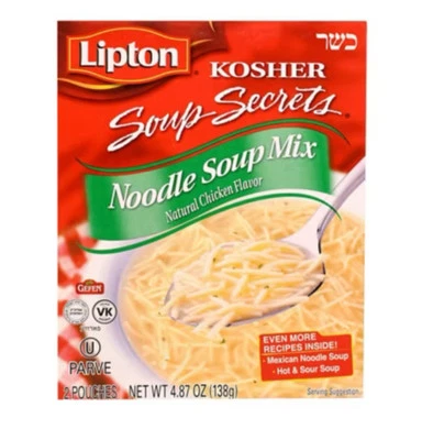 Sopa de fideos de pollo Lipton Kosher, 4 paquetes/4,3 oz. Foto 1 de 3
