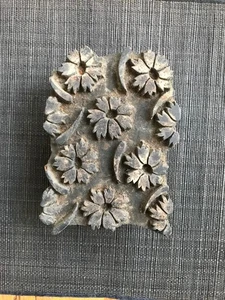 Antique Hand Carved Wood Fabric Printing Textile Block India (#11) Floral Field - Picture 1 of 7