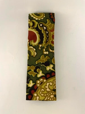 Vtg ROOSTER Square Neck Tie Paisley Green Rusty orange Cotton 60's - Image 1 of 4