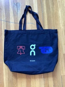 ON Running Track & Field Philadelphia 18 in x 14 in Black Logo Print Tote Bag - Picture 1 of 2
