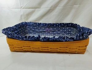 Cesta Longaberger 1995 con forro floral azul/bandeja de almacenamiento protectora - Imagen 1 de 12