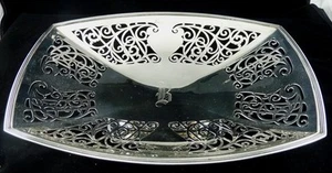 CUENCO DE PEDESTAL PERFORADO OVALADO LISO 11"" X 8"" ESTERLINA DE SHEFFIELD 1926 C B & S - Imagen 1 de 6
