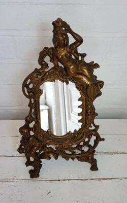 Marco de fotos espejo Art Nouveau de metal vintage efecto bronce independiente años 30 Foto 1 de 4