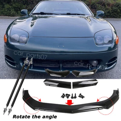 For Mitsubishi 3000GT Gloss JDM Front Bumper Lip Splitter Spoiler + Strut Rods Foto 1 de 4