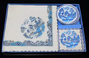 Juego de tapetes y servilletas platillos azules Willow Ware de colección hechas en Gran Bretaña Freund Mayer - Imagen 1 de 12