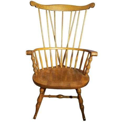 Vintage Wooden Colonial S Bent Brothers Rocking Chair With Arm Nursing Mother Cover