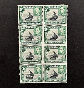 British K.U.T, 1938, George VI, Block of 8 Mint Never Hinged 5 Cents Stamps - Picture 1 of 2