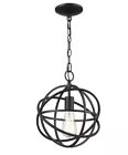 Home Decorators Collection Sarolta Sands 1-Light Black Orb Cage Pendant Light