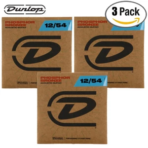 3-PACK Dunlop DAP1254 Phosphor Bronze Acoustic Guitar Strings Light 12-54 - Picture 1 of 1