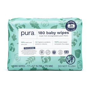 Baby Wipes 3 X 60 per Pack (180 Wipes) 100% Plastic-Free & Plant Based Wipes, 99 - Picture 1 of 10