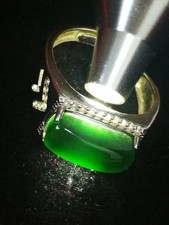 Ice Black Burmese Jadeite Ring /冰种缅甸翡翠墨翠戒指