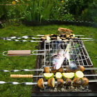  Bbq Tools Fish Grilling Baskets for Outdoor Net Wood Handle Stainless Steel
