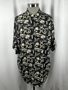 Vintage REYN SPOONER Herren Hemd Hawaii XXL Schwarz Mehrfarbig Hula WAIKIKI - Bild 1 von 8