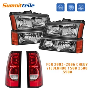 Black Headlights & Red Tail Lights For 2003-2006 Chevy Avalanche Silverado 1500 - Picture 1 of 15