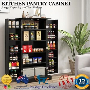 Kitchen Food Pantry Floor Cabinet Cupboard Storage 17 Tier Shelving Sideboard AU - Picture 1 of 11