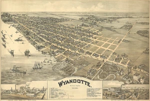 Wyandotte, Michigan - 1842 - Luftbildkarte Vogelperspektive Poster - Bild 1 von 1