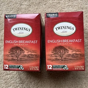 2 NEW Boxes Twinings English Breakfast Tea 12 Count K-Cups (24 Total) - Exp 7/26 - Picture 1 of 3