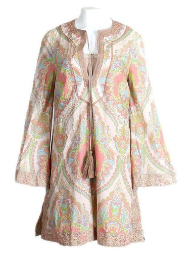 NUOVO ABITO CASUAL GUCCI ROSA PASTELLO MULTICOLORE AD INCASTRO STAMPA G COTONE 42 8