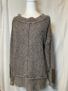 Vintage Havana Brown Cable Knit Sweater Women Size M Patches On Arms Cute! W117 - Picture 1 of 7