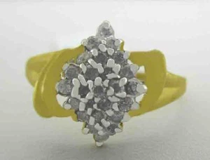 GENUINE 0.36 Cts DIAMONDS CLUSTER RING 10K YELLOW GOLD - Free Certificate - NWT - Picture 1 of 4