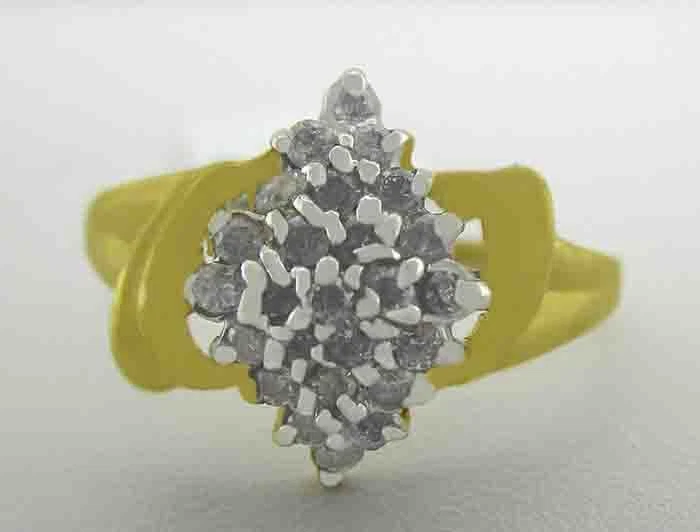 GENUINE 0.36 Cts DIAMONDS CLUSTER RING 10K YELLOW GOLD - Free Certificate - NWT - Image 1 of 4