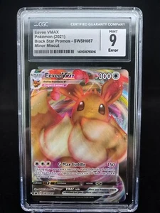 2021 POKEMON Minor Miscut Eevee Vmax SWSH087 Full Art Shining Fates CGC9 Error - Picture 1 of 2