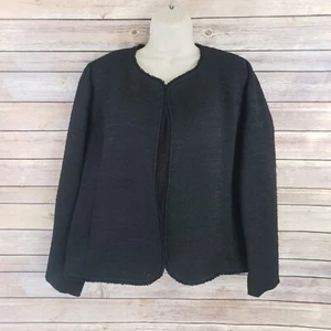 Eileen Fisher MP Petite Tweed Open Front Blazer Jacket Black Shimmer Dressy - Picture 1 of 7