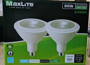 2 Pack MaxLite 13W LED Dimmable 90W Replacement 5000K Flood Light INDOOR OUTDOOR - Picture 1 of 1