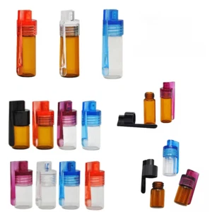 36/51mm Portable Mini Pill Case with Folding Spoon Waterproof Seal Empty Bottle - Picture 1 of 11