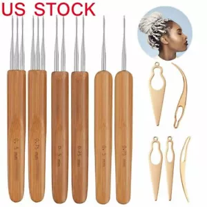 11Pcs Bamboo Handle Crochet Dreadlock Hook Needle Tool Braiding Hair Making Tool - Picture 1 of 15