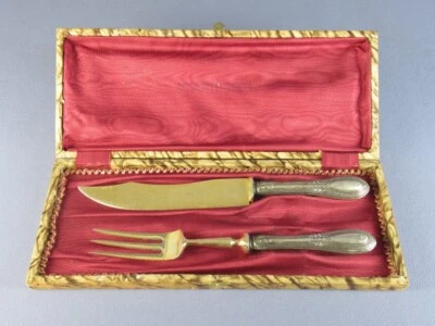 Posate da portata manico argento 800 forchetta e coltello vintage XX sec. - Immagine 1 di 4