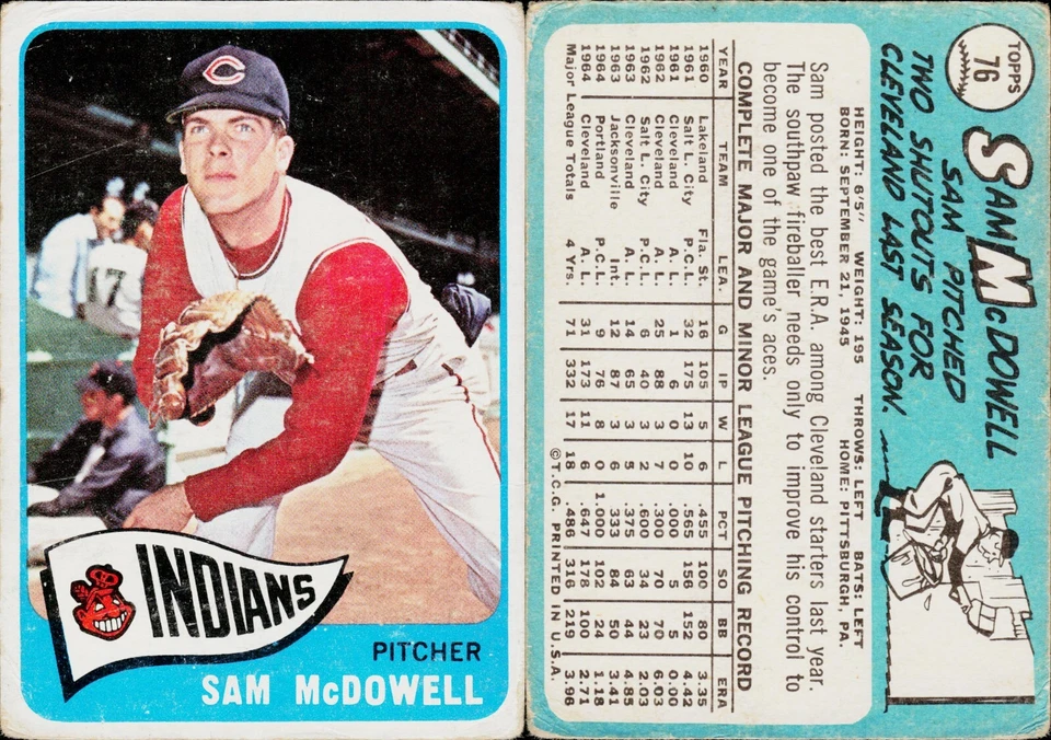 1965 Topps Baseball Card #76 Sam McDowell - Image 1 of 1