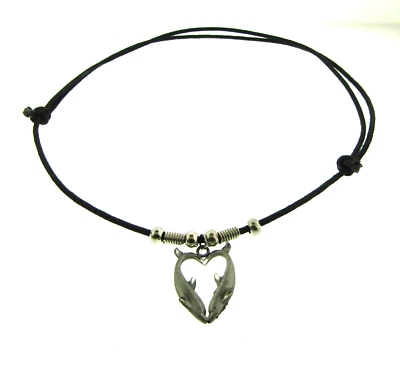 Collar de cuero surfista doble delfín 28 pulgadas ajustable Foto 1 de 4