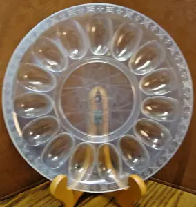 Large 12" Clear 15 Count Egg Plate Tray~ Vintage Thick Plastic 1.25" Depth X24 - Picture 1 of 4