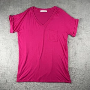 Rebecca The Label Shirt Womens V Neck Pink Short Sleeve Pocket - Picture 1 of 8